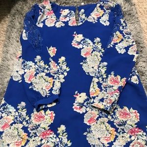 Long Sleeve, Mid Length Flowered Dress